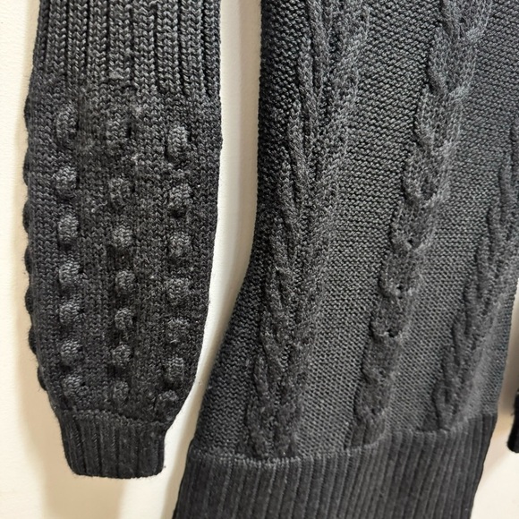 Guess by Marciano Black Wool Cable Knit Turtleneck Knit Dress Bobble Sleeve - Picture 8 of 15